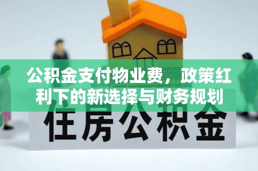 卓溪公积金支付物业费，政策红利下的新选择与财务规划