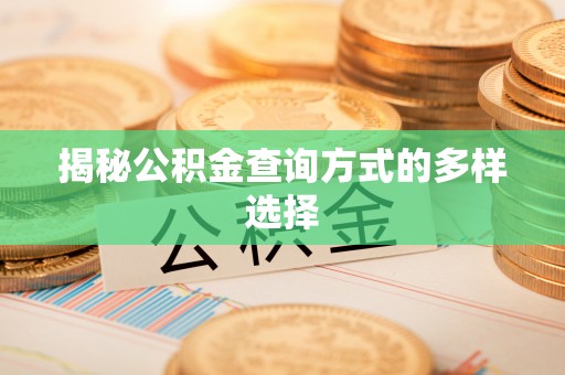 卓溪揭秘公积金查询方式的多样选择